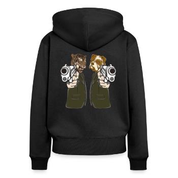 Chien de la mafia Lion - Sweat à capuche zippé Premium bio Femme - noir - Dos - Julia (174cm)
