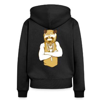 Gangster d'ours - Sweat à capuche zippé Premium bio Femme - noir - Dos - Julia (174cm)