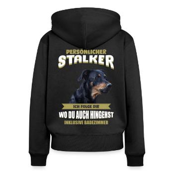 Beauceron Shirt - Beauceron TShirt - Frauen Premium Bio Zip Hoodie - Schwarz - Hinten - Julia (174cm)