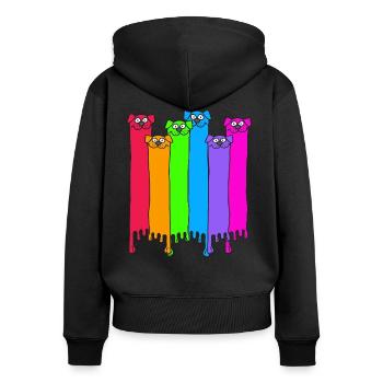 LGBT Regenbogen Hunde - Frauen Premium Bio Zip Hoodie - Schwarz - Hinten - Julia (174cm)