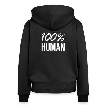 100% humain - Sweat à capuche zippé Premium bio Femme - noir - Dos - Julia (174cm)