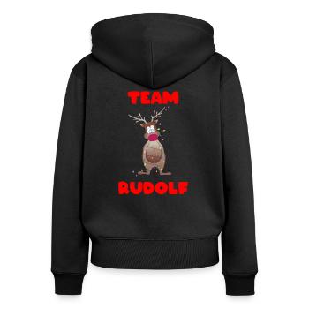 Equipe Rudolf - Noël - Noël - Sweat à capuche zippé Premium bio Femme - noir - Dos - Julia (174cm)