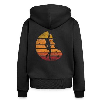Climbing retro silhouette - Women's Premium Organic Zip Hoodie - black - Back - Julia (174cm)
