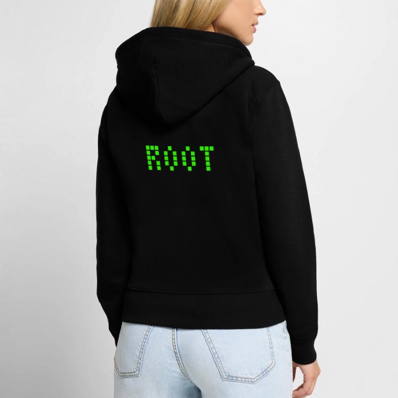 Root - Linux Design - Administrateur Sweat à capuche zippé Premium bio Femme