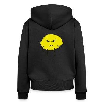 Zitrone - Frauen Premium Bio Zip Hoodie - Schwarz - Hinten - Julia (174cm)