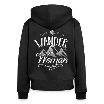 Wander Woman Berge Bergsteigen Frauen Wandern - Frauen Premium Bio Zip Hoodie - Schwarz - Hinten - Julia (174cm)