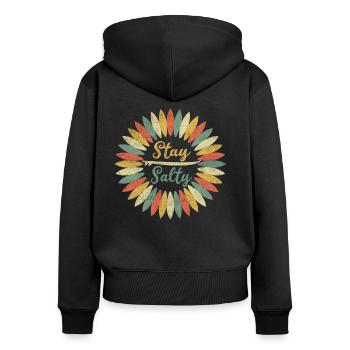 Surf surfergirl surf planche de surf destroyed - Sweat à capuche zippé Premium bio Femme - noir - Dos - Julia (174cm)