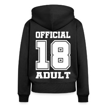 18. Geburtstag 18 Jahre Erwachsen - Frauen Premium Bio Zip Hoodie - Schwarz - Hinten - Julia (174cm)