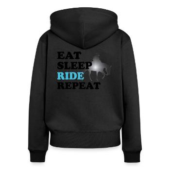 Reining Westernreiter - Sweat à capuche zippé Premium bio Femme - noir - Dos - Julia (174cm)
