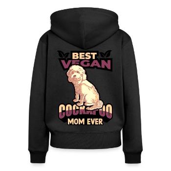 Cockapoo Chien - Sweat à capuche zippé Premium bio Femme - noir - Dos - Julia (174cm)