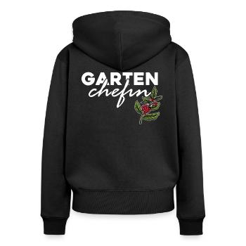 Garten Chefin - Frauen Premium Bio Zip Hoodie - Schwarz - Hinten - Julia (174cm)