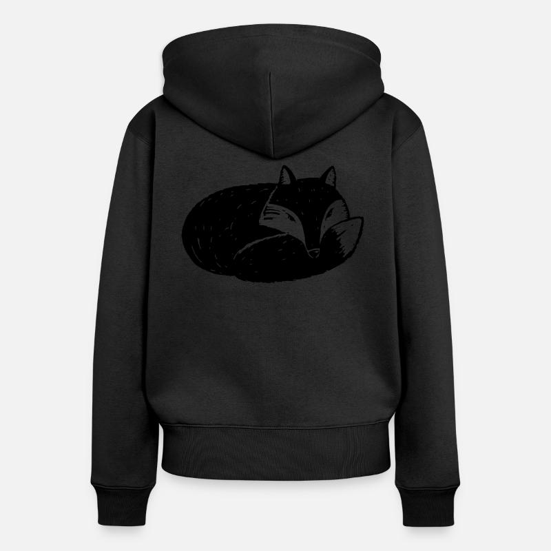renard - Sweat à capuche zippé Premium bio Femme - noir