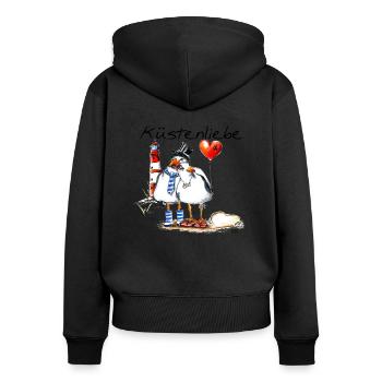 Kuestenliebe - Frauen Premium Bio Zip Hoodie - Schwarz - Hinten - Julia (174cm)