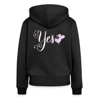 Ja, ich will - Frauen Premium Bio Zip Hoodie - Schwarz - Hinten - Julia (174cm)
