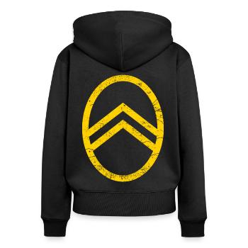 Citroën Logo Jaune - Sweat à capuche zippé Premium bio Femme - noir - Dos - Julia (174cm)