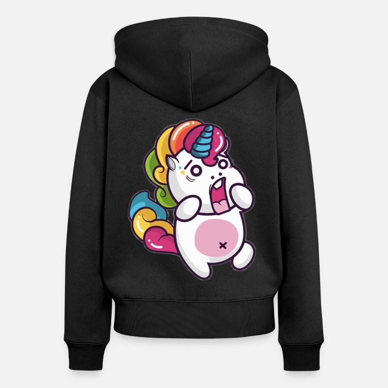 Ein Einhorn .. oder? - Frauen Premium Bio Zip Hoodie - Schwarz