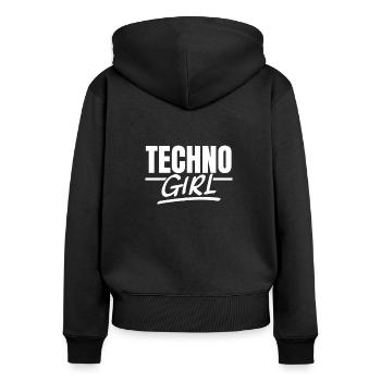 Techno Girl Techno Raves Raver Girl Afterhour - Sweat à capuche zippé Premium bio Femme - noir - Dos - Julia (174cm)