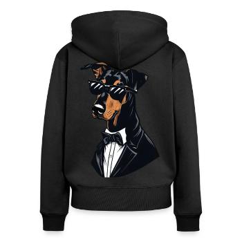 Doberman The Gentlemen - Women's Premium Organic Zip Hoodie - black - Back - Julia (174cm)