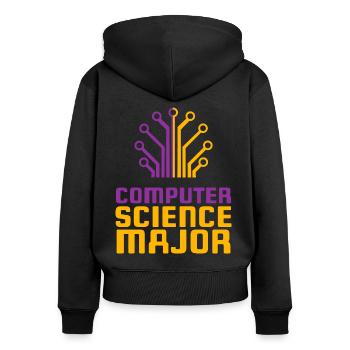 Computer - Frauen Premium Bio Zip Hoodie - Schwarz - Hinten - Julia (174cm)
