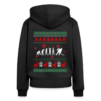 Hockey Weihnachtsgeschenk Weihnachten Geschenk - Frauen Premium Bio Zip Hoodie - Schwarz - Hinten - Julia (174cm)