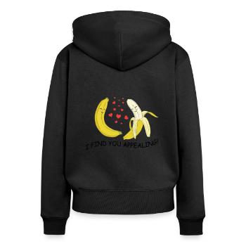 Les bananes aiment - Sweat à capuche zippé Premium bio Femme - noir - Dos - Julia (174cm)