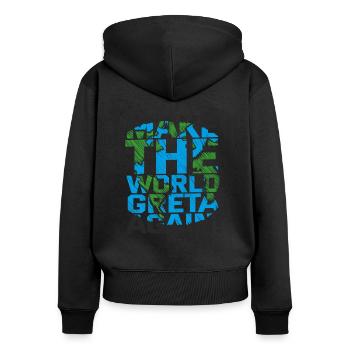 Make the World Greta again - Sweat à capuche zippé Premium bio Femme - noir - Dos - Julia (174cm)