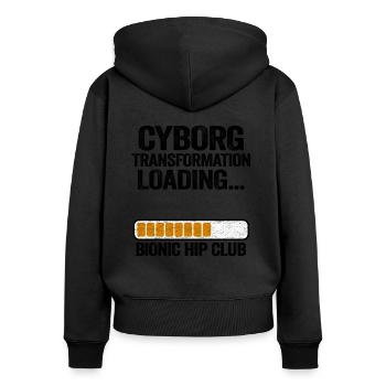 Hüft OP Operation Gute Besserung Genesung Hüfte - Frauen Premium Bio Zip Hoodie - Schwarz - Hinten - Julia (174cm)