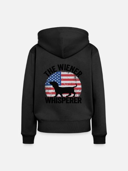 Dackel Flüsterer Teckel Besitzer Dachshund - Frauen Premium Bio Zip Hoodie - Schwarz