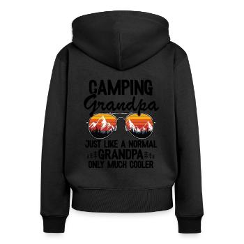 Camping Opa Camper Großvater Vatertag Wohnwagen - Frauen Premium Bio Zip Hoodie - Schwarz - Hinten - Julia (174cm)