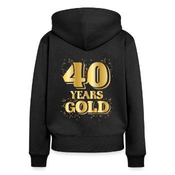 Anniversaire 40 Years gOLD anniversaire rond - Sweat à capuche zippé Premium bio Femme - noir - Dos - Julia (174cm)