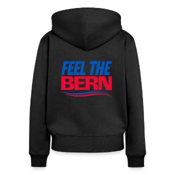 Feel The Bern - Bernie Sanders - Rouge et bleu - Sweat à capuche zippé Premium bio Femme - noir - Dos - Julia (174cm)