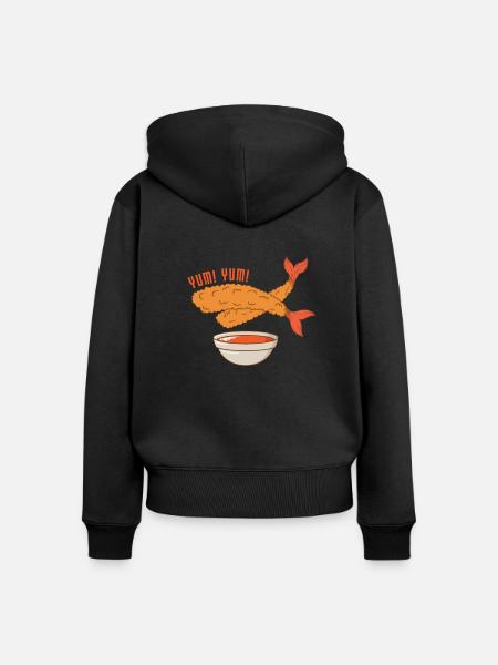 fritierte Shrimps - Frauen Premium Bio Zip Hoodie - Schwarz