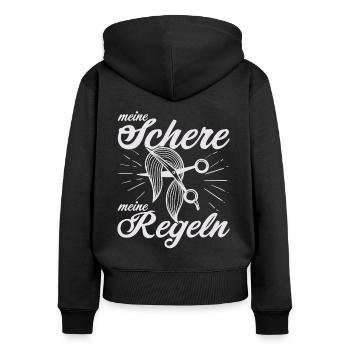 Meine Schere meine Regeln - Frauen Premium Bio Zip Hoodie - Schwarz - Hinten - Julia (174cm)