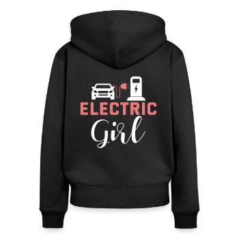 Electric Girl Geschenk Freundin Frau Elektroauto - Frauen Premium Bio Zip Hoodie - Schwarz - Hinten - Julia (174cm)