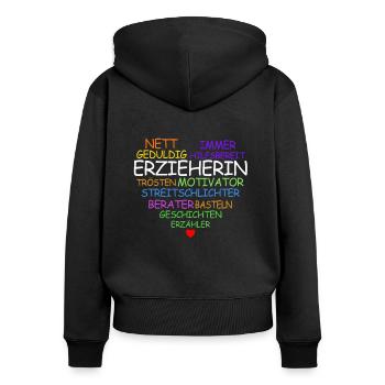 Erzieherin Kindergarten Damen Erzieher Geschenk - Frauen Premium Bio Zip Hoodie - Schwarz - Hinten - Julia (174cm)