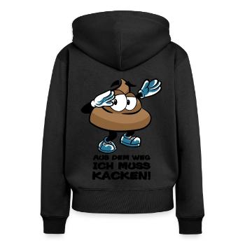 DABBING POOP ICH MUSS KACKEN KACKE - Frauen Premium Bio Zip Hoodie - Schwarz - Hinten - Julia (174cm)
