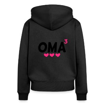 Dreifache Oma - Oma hoch Drei - Frauen Premium Bio Zip Hoodie - Schwarz - Hinten - Julia (174cm)