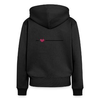 Linie Herz Strich Ornament - Frauen Premium Bio Zip Hoodie - Schwarz - Hinten - Julia (174cm)
