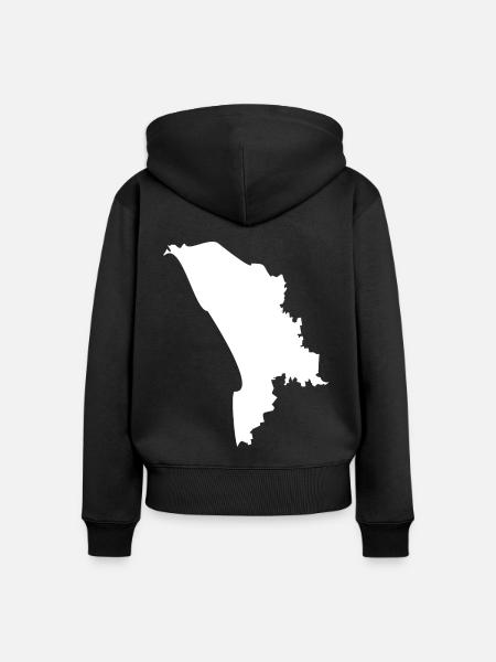 Moldawien Landkarte Flagge - Frauen Premium Bio Zip Hoodie - Schwarz