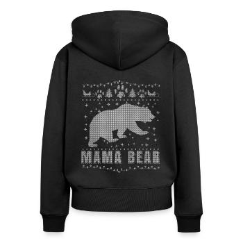 Partenaire familial Look papa maman bébé ours laid chemise - Sweat à capuche zippé Premium bio Femme - noir - Dos - Julia (174cm)