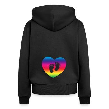 Cadeau Femme enceinte Grossesse Enceinte - Sweat à capuche zippé Premium bio Femme - noir - Dos - Julia (174cm)
