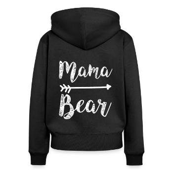 Mama Bear T-Shirt Geschenk Mutter Bär Muttertag - Frauen Premium Bio Zip Hoodie - Schwarz - Hinten - Julia (174cm)