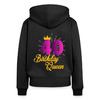 40 anniversaire reine t-shirt 40e anniversaire 1980 - Sweat à capuche zippé Premium bio Femme - noir - Dos - Julia (174cm)