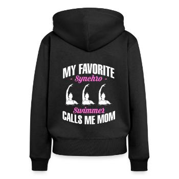 My Favorite Synchro Swimmer Calls Me Mom - Women's Premium Organic Zip Hoodie - black - Back - Julia (174cm)
