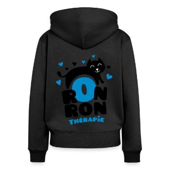 Ronronthérapie, pour les amoureux des chats ! - Sweat à capuche zippé Premium bio Femme - noir - Dos - Julia (174cm)