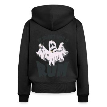 Meine Lieblingsspirituose ist Rum - Frauen Premium Bio Zip Hoodie - Schwarz - Hinten - Julia (174cm)