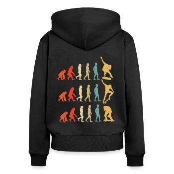 Skateboard Evolution Geschenk - Frauen Premium Bio Zip Hoodie - Schwarz - Hinten - Julia (174cm)