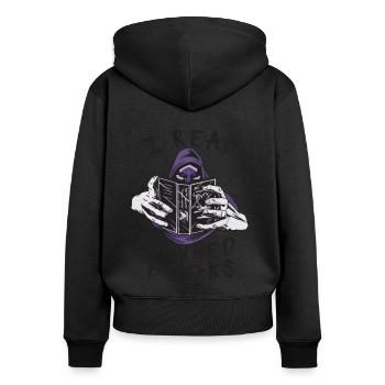 Ich lese verbotene Gruselige Kreatur - Frauen Premium Bio Zip Hoodie - Schwarz - Hinten - Julia (174cm)