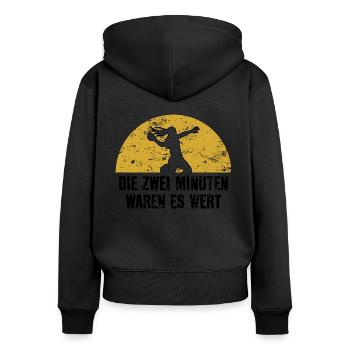 HANDBALL HANDBALLER ZWEI MINUTEN FOUL - Frauen Premium Bio Zip Hoodie - Schwarz - Hinten - Julia (174cm)