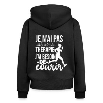 Running Pas Besoin de Thérapie Course À Pied - Sweat à capuche zippé Premium bio Femme - noir - Dos - Julia (174cm)